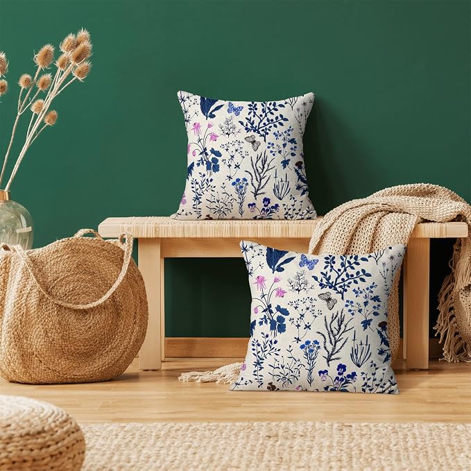 AEIOAE Summer Pillow Covers 18x18 Inch Set of 2, Seasonal Floral Outdoor - Image 2
