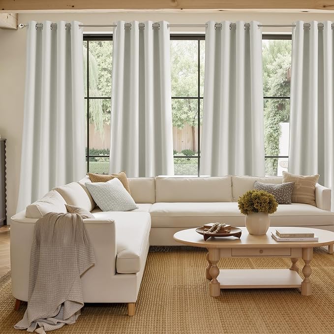 NICETOWN Short Faux Linen Natural Blackout Curtains 63 inches Long - Image 4