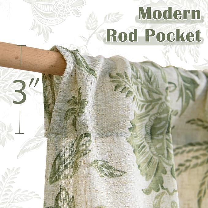 jinchan Linen Floral Tie up Shade Valance Curtains - Image 7