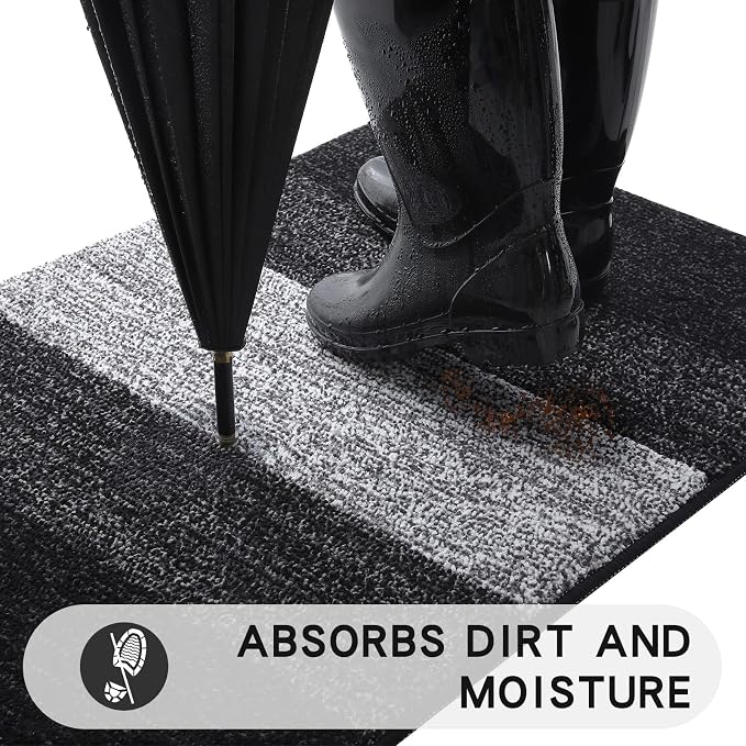 Kitinjoy Indoor Outdoor Door Mat, 47x20 Non-Slip Absorbent Dirt Trapper - Image 2