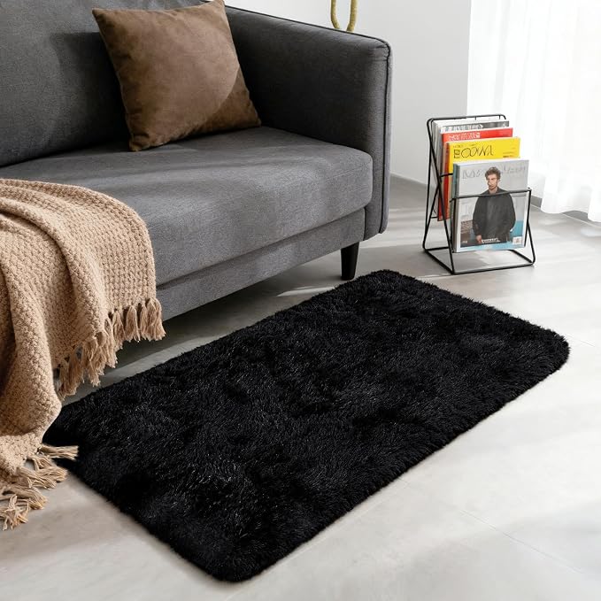 Merelax Fluffy Shaggy Small Area Rug, Mini Fuzzy Plush Throw Rug, Soft Non-Slip - Image 2