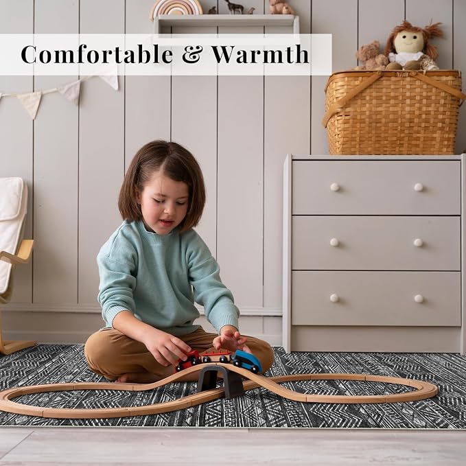 3x5 Washable Entryway Area Rug: Modern Moroccan Small Runner Rug Indoor Soft - Image 3