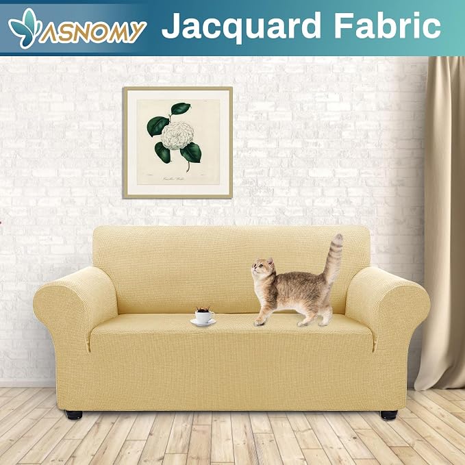 Asnomy Sofa Covers for 2 Cushion Couch Stretch loveseat Covers Slipcovers - Image 2