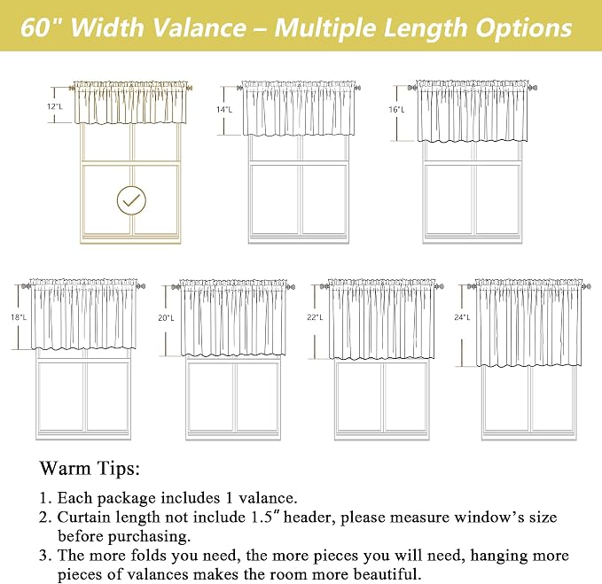 Grey Valances for Windows, Light Filtering Faux Linen Textured Small Short - Image 3