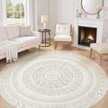 cotiled 8x8 Round Area Rug Living Room: Washable Boho Rugs by COTILED