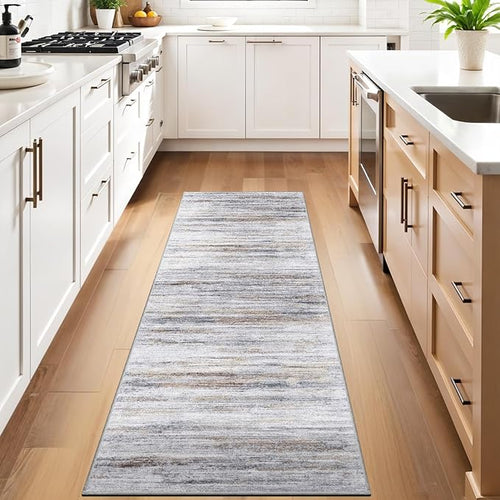 2x10 Washable Runner Rugs for Hallway: Easy-to-Clean Abstract Runners for by WIEVEDENS
