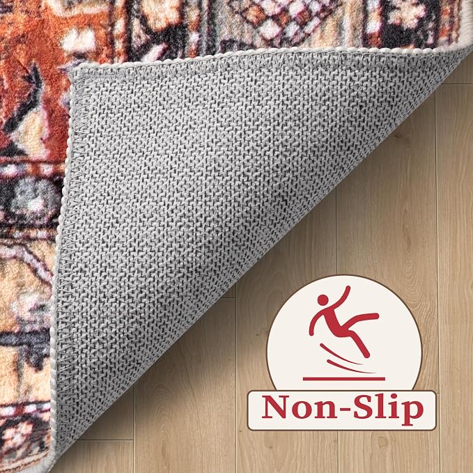 SERISSA Washable Rugs 6x9 Area Rugs, Large Non-Slip Boho Living Room Rug - Image 4