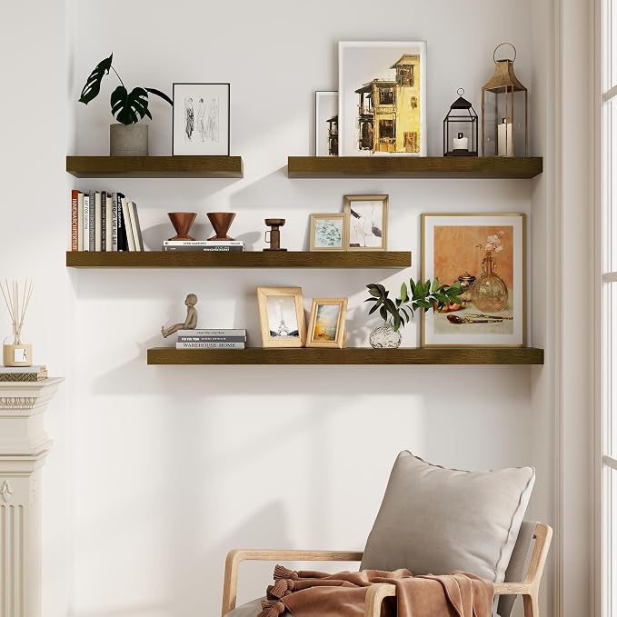 Solid Wood Floating Shelves For Wall, 55”W x 9”D x 1.56”H Large Wall Shelves - Image 2