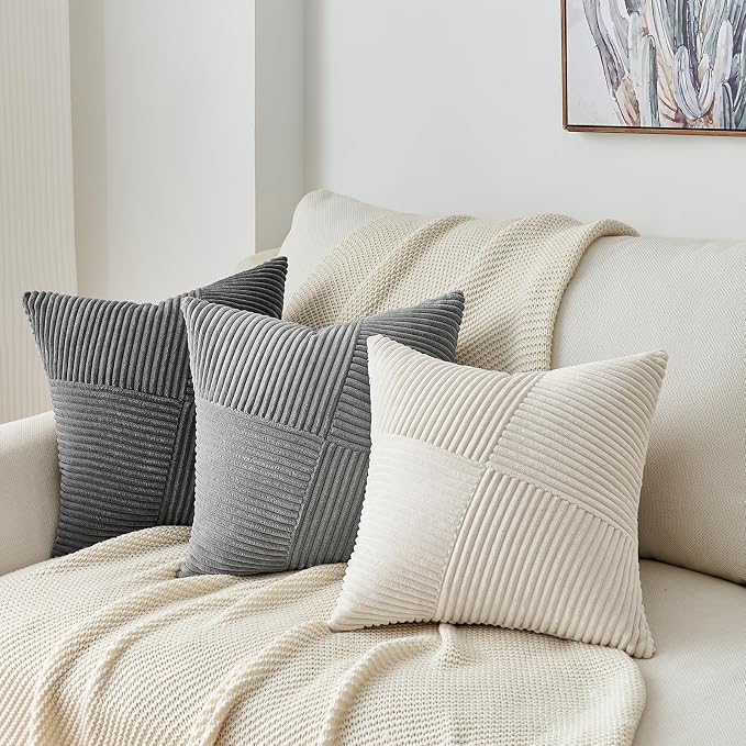 Topfinel Decorative LightGrey Throw Pillow Covers 26x26 Inch Soft Corduroy - Image 6
