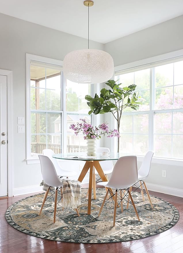Lahome Moroccan Trellis Washable Round Area Rug, Soft Round Rugs 6ft Ultra-Thin - Image 6