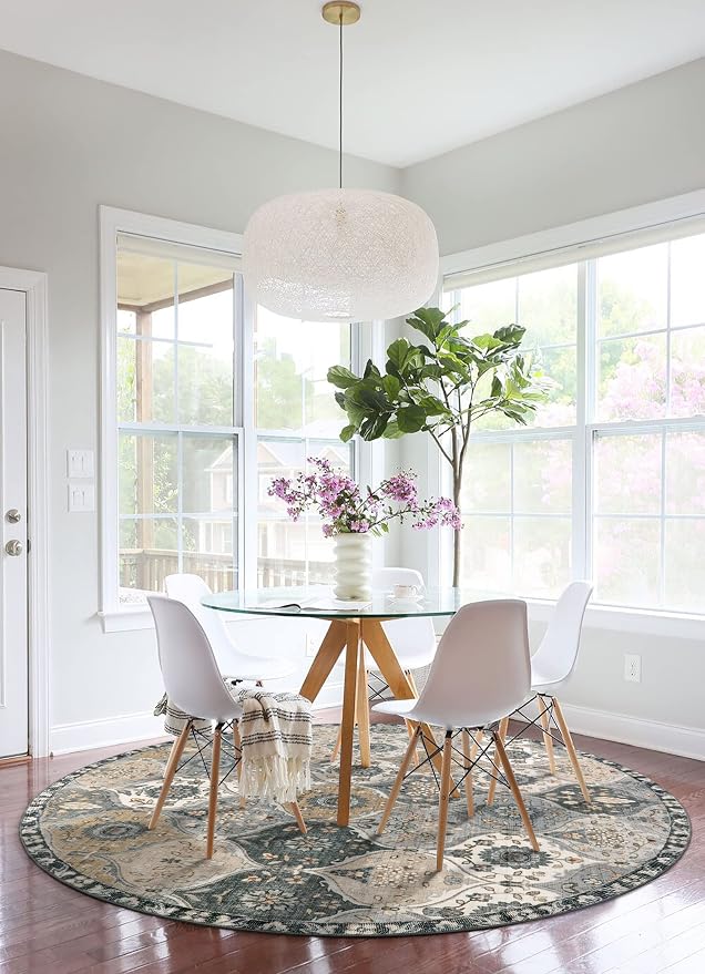 Lahome Moroccan Trellis Washable Circle Rug, Round Rug 5ft Soft Non-Slip - Image 7