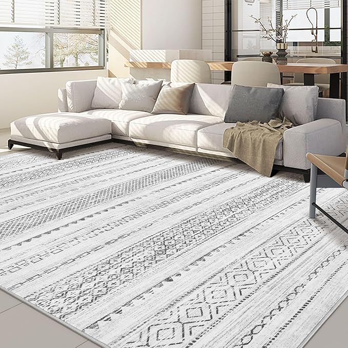Nakagishi 5x8 Area Rugs Living Room: Washable Boho Large Neutral Soft Farmhouse by NakagishiAreaRug