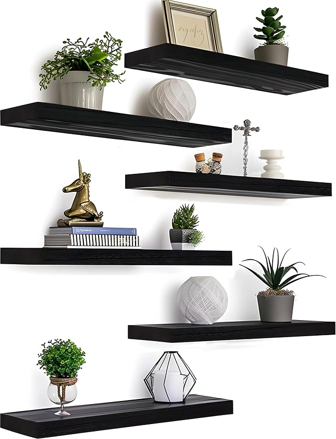 GXYAWPJ Black Wood Floating Shelves by Unknown