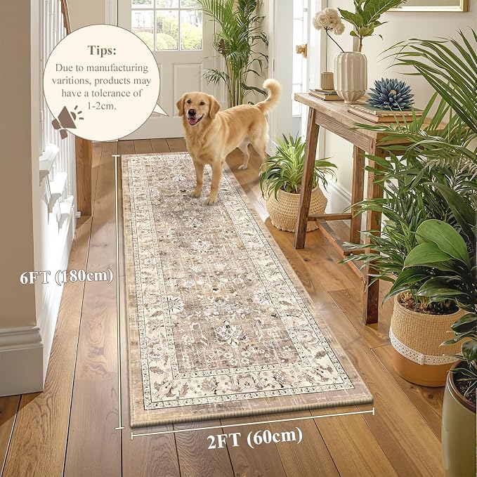 LOKHOM Washable Runner Rug, 2x6 Non-Slip Vintage Hallway Runner Rug - Image 2