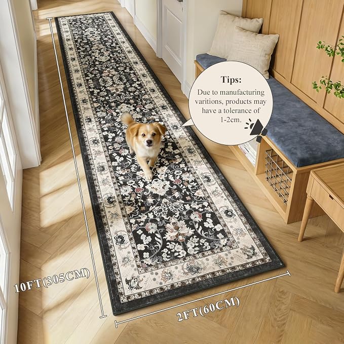 LOKHOM Washable Runner Rug, 2x10 Non-Slip Vintage Farmhouse Hallway Runner Rug - Image 2