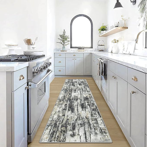 2'6''x8' Runner Rugs Washable Rug: Modern Abstract Hallway Runner Rug Indoor by GENTDRIZZ