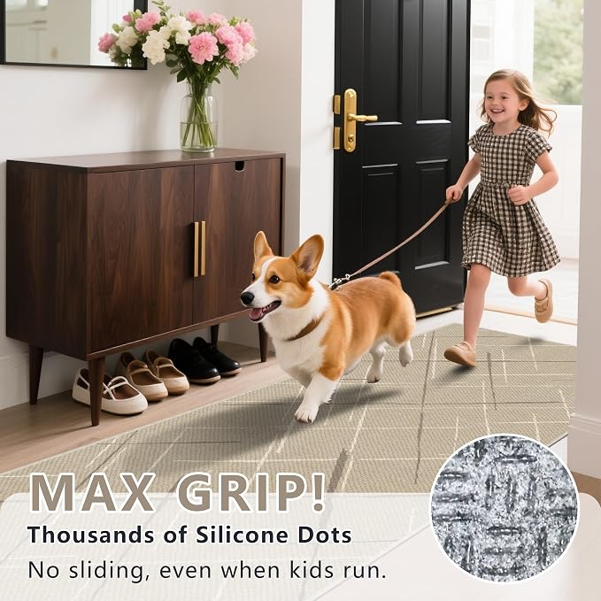 Modern Line Washable Runner Rug 2x6, Woven Non-Shedding Thin Runners - Image 8