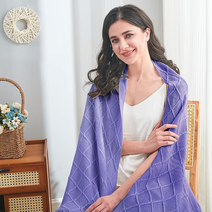 inhand Cornflower Blue Knitted Throw Blanket - Image 5
