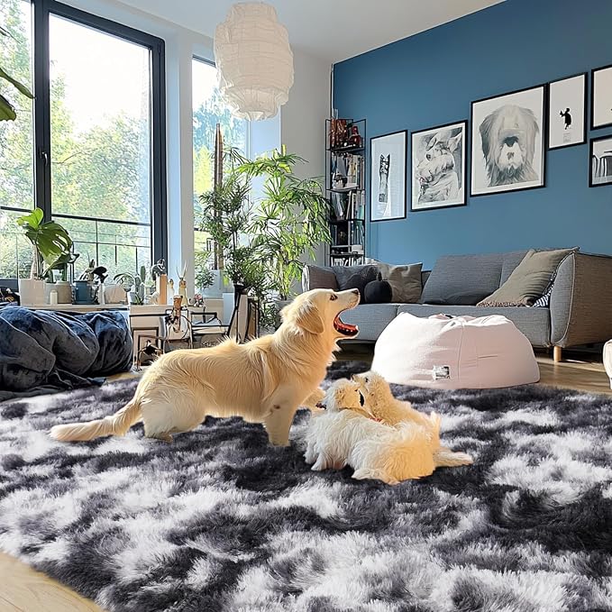 Plush Rugs for Living Room Shaggy Soft Area Rug High Pile Fuzzy Rug Non-Slip - Image 5