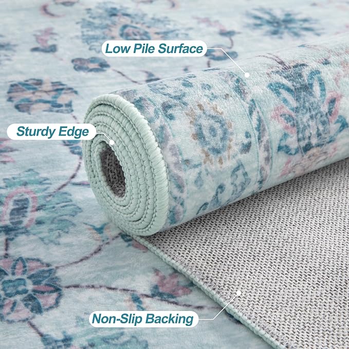 Tangsoo Washable Runner Rug for Hallway Non Slip, 2x6 Boho Floral Vintage - Image 5