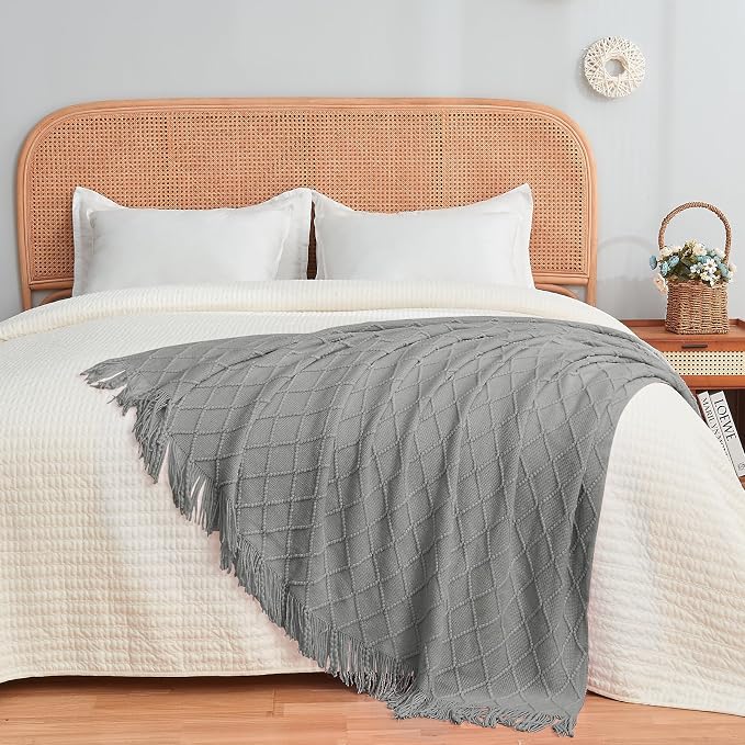 inhand Knitted Throw Blankets for Couch and Bed, Soft Cozy Knit Blanket - Image 3