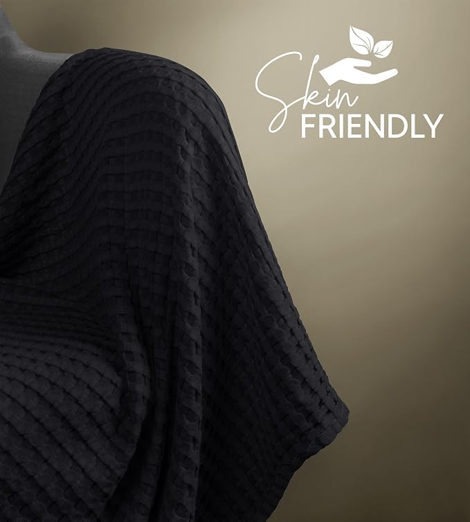 Utopia Bedding Black 100% Cotton Waffle Blanket 300 GSM Soft Lightweight - Image 9