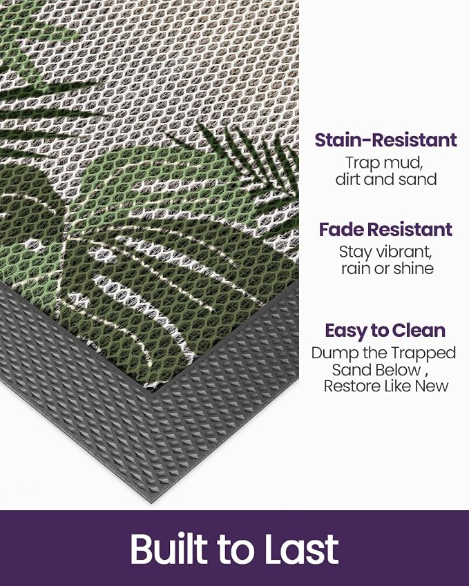 DEXI Front Door Mat Outside Entrance, Summer Tropical Leaves Plant Welcome - Image 3