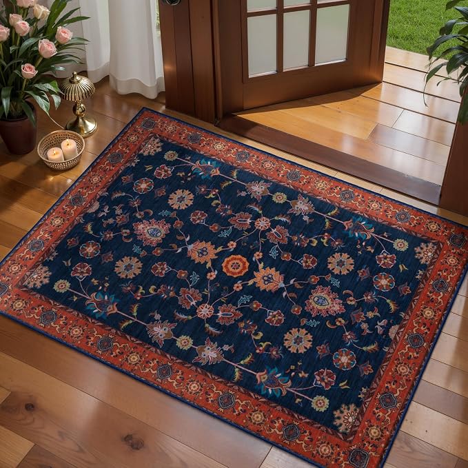 Tangsoo Floral Small Rug 2x3 Washable Rug by Tangsoo