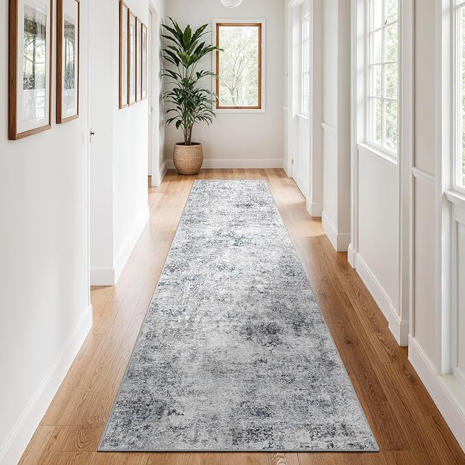 3x12 Washable Hallway Runner Rug – Abstract Non-Slip Mat - Image 2