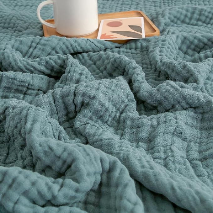 EMME Muslin Twin Blankets for Couch Breathable Gauze All Season Soft and by EMME
