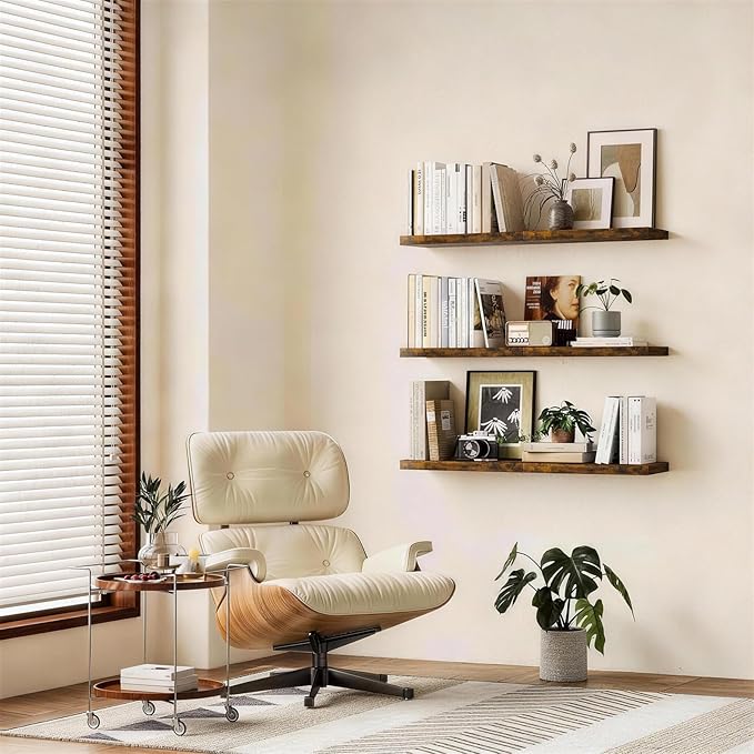 BAYKA Floating Shelves, 22.5 inches Rustic Wood Wall Shelves - Image 4