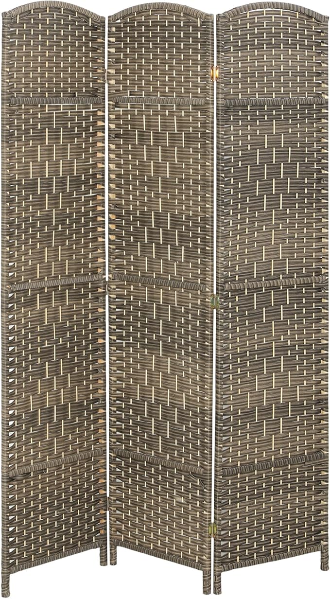 HOMCOM Room Divider, 6 Ft 3 Panel Folding Privacy Screen, Hand-Woven PP Wall by HOMCOM