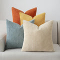 Volcanics Set of 4 Orange Teal Corduroy Decorative Couch Throw Pillow Covers by Volcanics