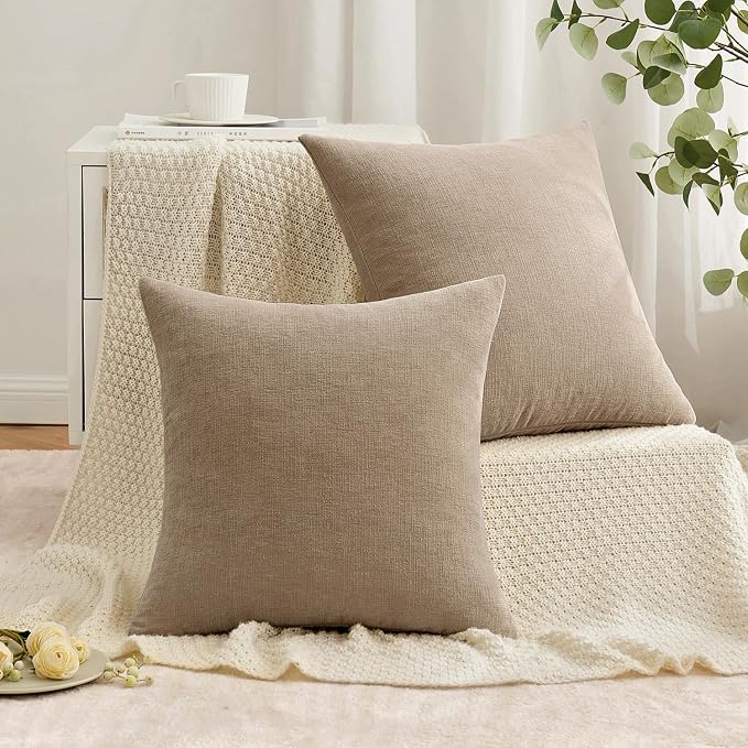 MIULEE Light Brown Couch Pillow Covers 18x18 Inch - Image 4