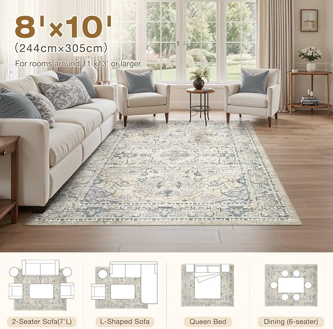 cotiled 8x10 Area Rugs Large Washable Rugs - Image 7