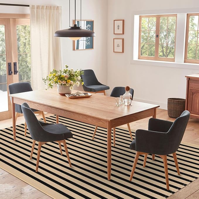 IOHOUZE Striped Area Rug 5'x7' Indoor Outdoor Rug, Washable Area Rug - Image 2