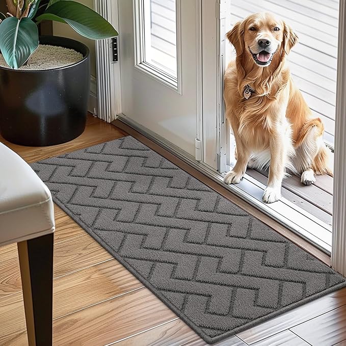 hicorfe Dirt Trapper Indoor Doormat, Non Slip Backing Washable Door Mats by Hicorfe