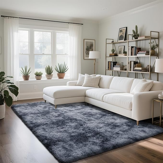 yongyangjuxin Fluffy Rug Shaggy Area Rug, Mottling Dark Grey 6x9 Area Rugs - Image 2