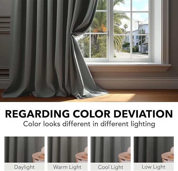 Deconovo Room Darkening Curtains Back Tab and Rod Pocket Curtains Thermal - Image 6