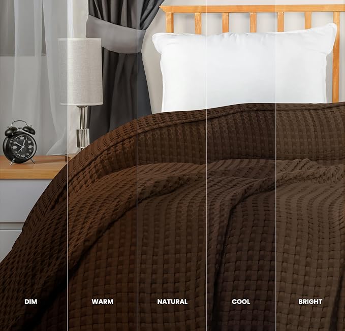 Utopia Bedding Brown 100% Cotton Waffle Blanket 300 GSM Soft Lightweight - Image 3