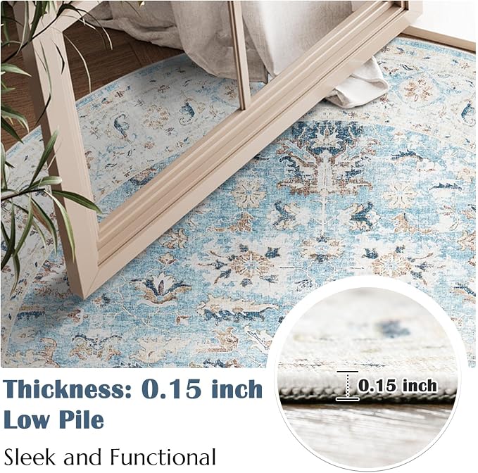 jinchan Round Rug 7ft Area Rug - Image 3