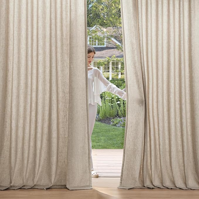 MIULEE Non-See-Through Privacy Linen Curtains 2 Panels, Light Filtering Window - Image 2