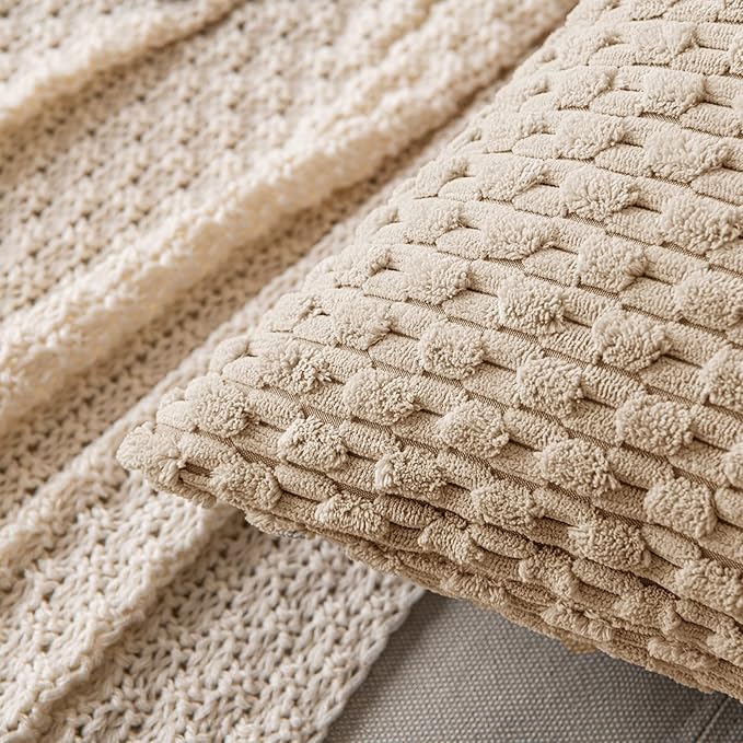 MIULEE Pack of 2 Decorative Throw Pillow Covers 16x16 Inch Soft Boho Striped - Image 2