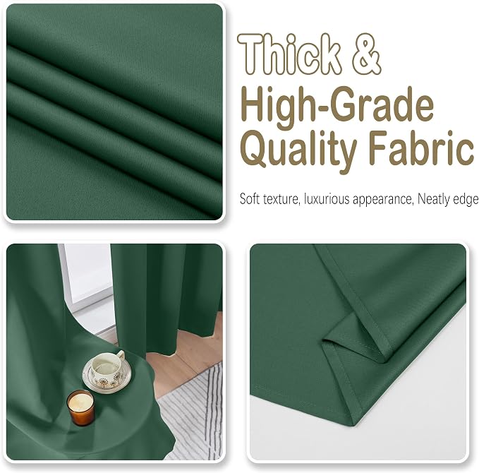 OVZME Christmas Green Blackout Curtains 96 Inch Length 2 Panels Set, Solid - Image 6