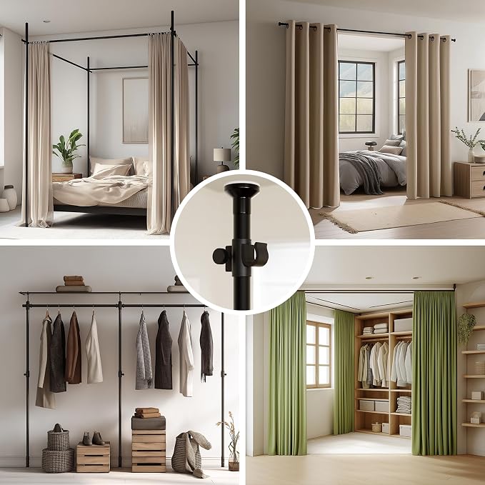 Room Divider Tension Rod No Drilling, Adjustable 72-200" W x 43-120" H Room - Image 7