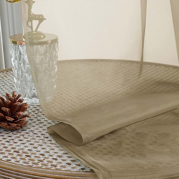 OWENIE Taupe Sheer Curtains 120 Inches Long 2 Panels Set, Airy Lightweight - Image 7