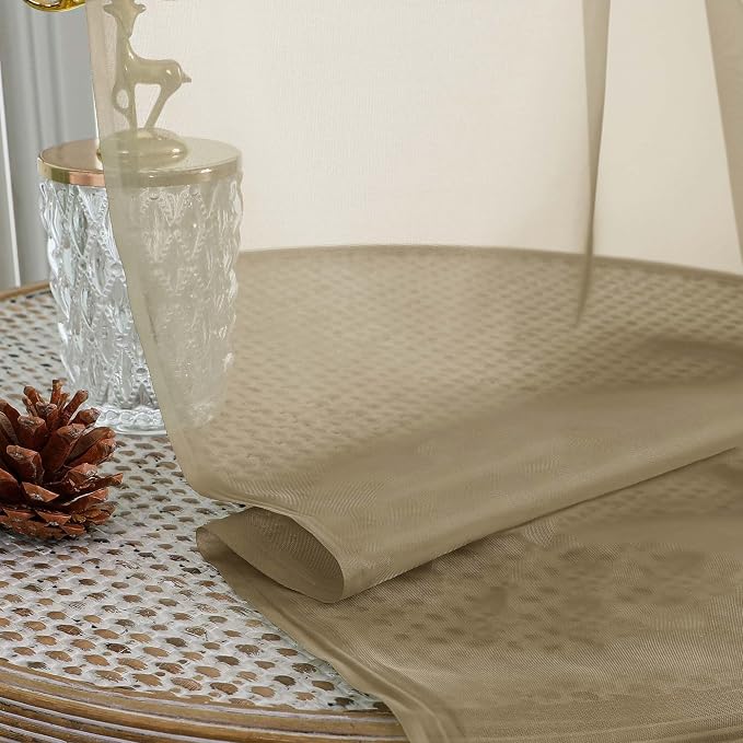 OWENIE Sheer Taupe Curtains, Sheer Curtains 63 inch Length 2 Panels Set - Image 7