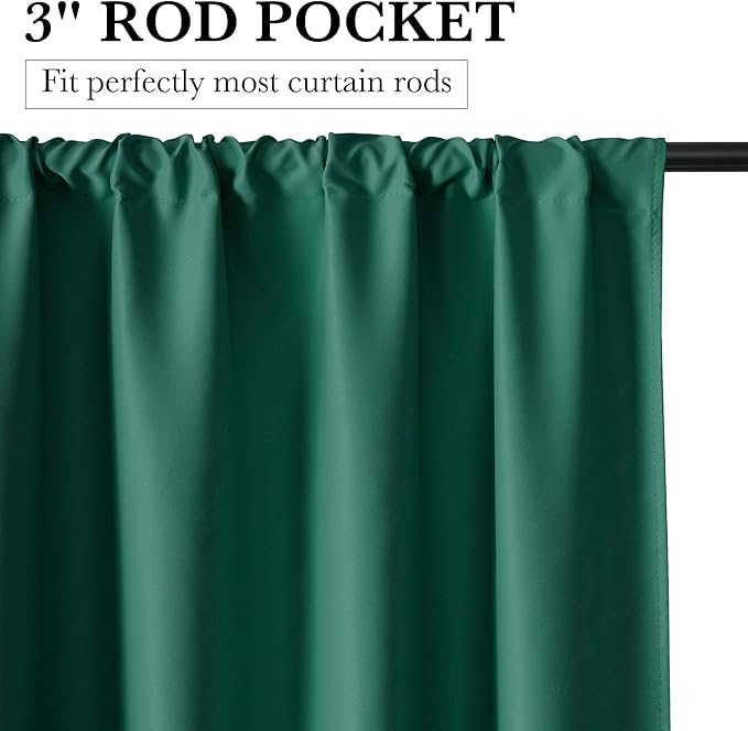 RYB HOME 100% Blackout Basement Curtains 30 inches Long, Heat & UV Blocking - Image 3