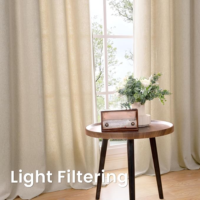 BGment Extre Long Oatmeal Linen Curtains 108 Inch Length 2 Panels - Image 4