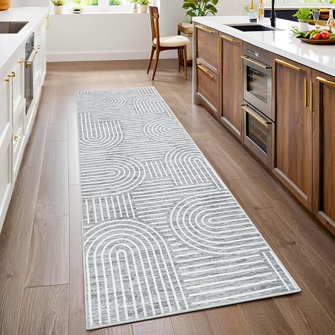 Modern Rug 2x6 Runners for Hallways, Abstract Kitchen Runner Rugs Non Slip Bath by ROYHOME